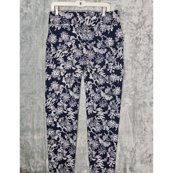 New Directions Womens  PANTS  Size 10  Navy Blue white Stretch Tummy Panel - Picture 7 of 10